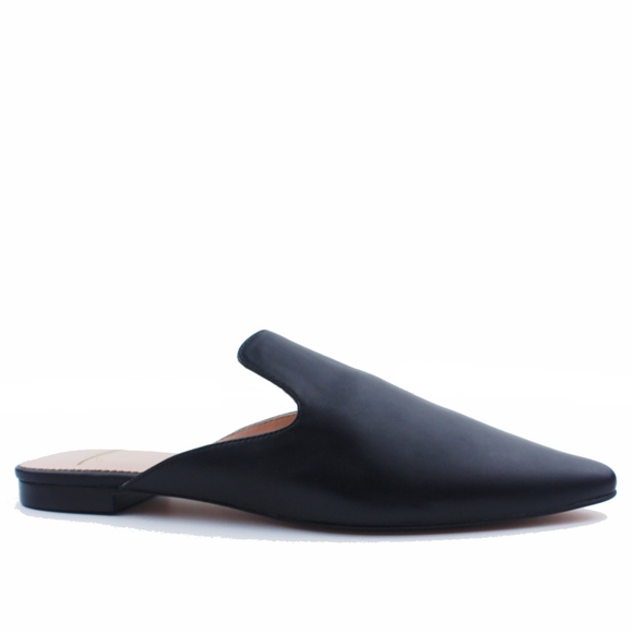 J. Crew Shoes - New JCREW Pointed Toe Slides in Black Leather